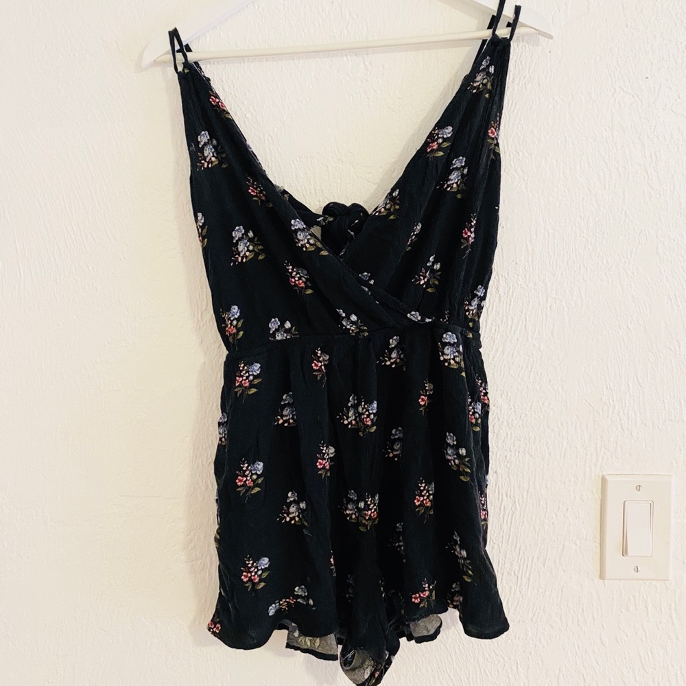 American Eagle Black Floral Romper